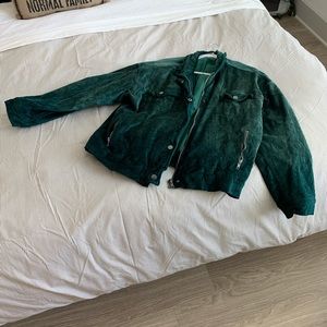 Free People Oversized Green Velvet Jacket
